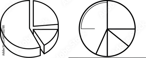 Line drawing of a pie chart, business growth, business concept icon, single line art of an object, modern illustration