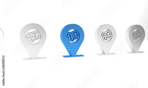 Free Download Blue Casino location icon isolated on white background. Game dice icon. Minimalism concept. 3D render illustration - GFXLoad