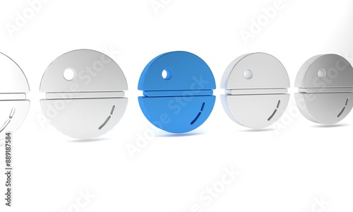 Blue Death star icon isolated on white background. Minimalism concept. 3D render illustration photo