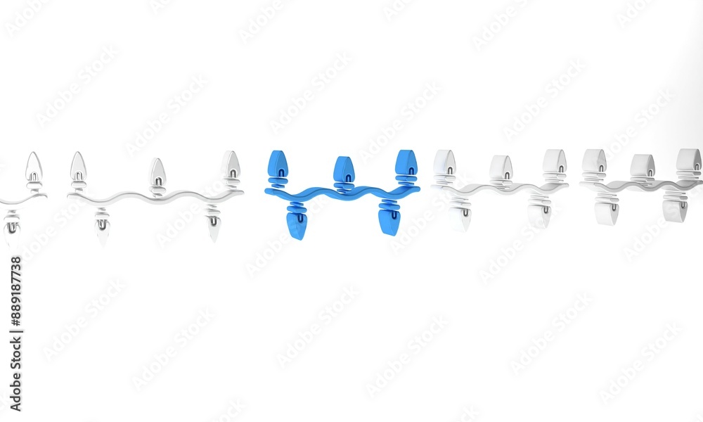 Blue Christmas lights icon isolated on white background. Merry Christmas and Happy New Year. Minimalism concept. 3D render illustration