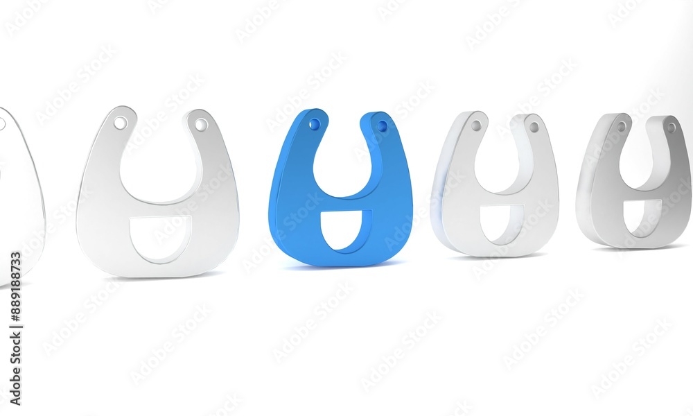Fototapeta premium Blue Baby bib icon isolated on white background. Minimalism concept. 3D render illustration