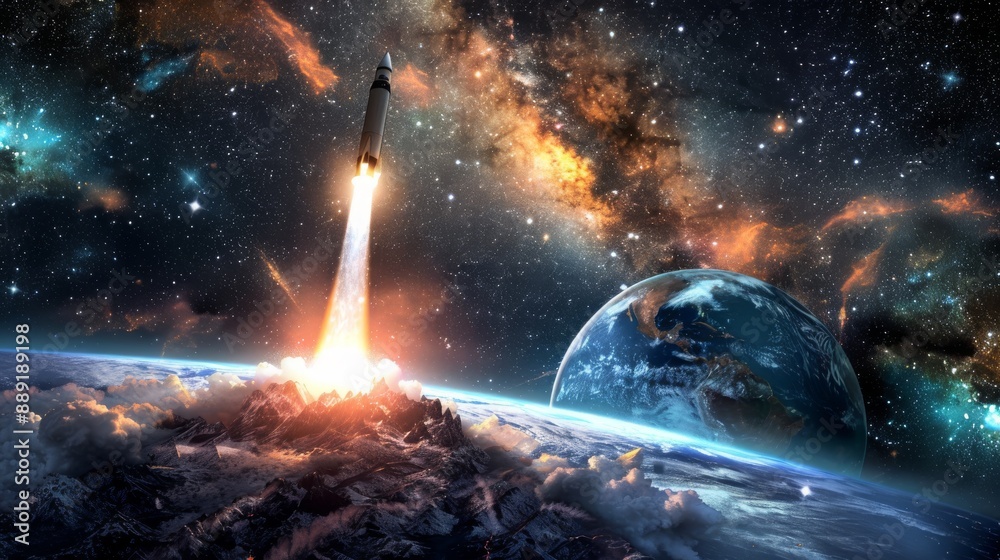 rocket blasting off , rocket leaving earth , rocket journey to space , spectacular space launch rocket blasting off , rocket leaving earth , rocket journey to space , spectacular space launch