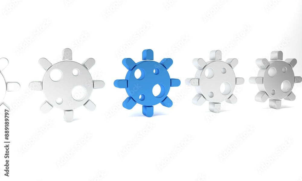 Blue Bacteria icon isolated on white background. Bacteria and germs, microorganism disease causing, cell cancer, microbe, virus, fungi. Minimalism concept. 3D render illustration Blue Bacteria icon isolated on white background. Bacteria and germs, microorganism disease causing, cell cancer, microbe, virus, fungi. Minimalism concept. 3D render illustration