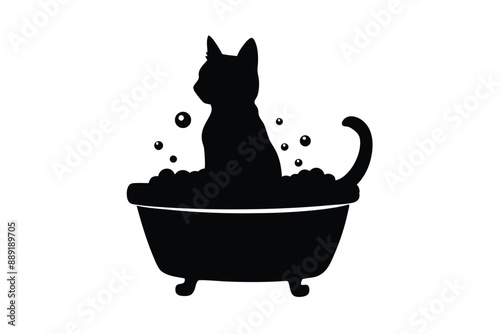 The cat is in the bath 