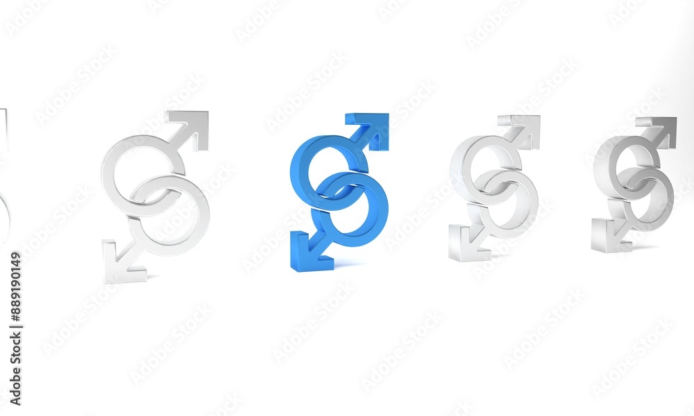 Blue Male gender symbol icon isolated on white background. Minimalism concept. 3D render illustration Blue Male gender symbol icon isolated on white background. Minimalism concept. 3D render illustration