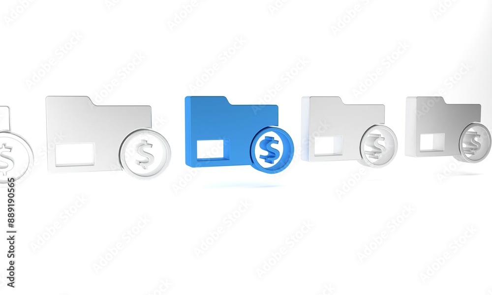 Blue Envelope with coin dollar symbol icon isolated on white background. Salary increase, money payroll, compensation income. Minimalism concept. 3D render illustration Blue Envelope with coin dollar symbol icon isolated on white background. Salary increase, money payroll, compensation income. Minimalism concept. 3D render illustration