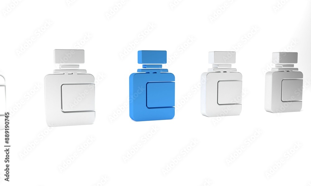 Blue Sauce bottle icon isolated on white background. Ketchup, mustard and mayonnaise bottles with sauce for fast food. Minimalism concept. 3D render illustration Blue Sauce bottle icon isolated on white background. Ketchup, mustard and mayonnaise bottles with sauce for fast food. Minimalism concept. 3D render illustration