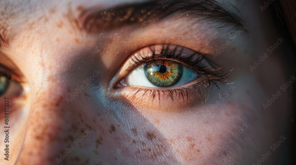 Medical issues linked to the eyes depicted in a macro shot of a woman s brown eyes