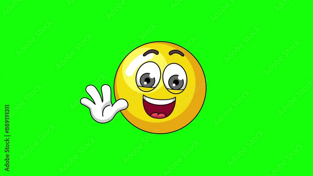 Waving hand animation of a egg yolk cartoon, mascot character on green screen Waving hand animation of a egg yolk cartoon, mascot character on green screen