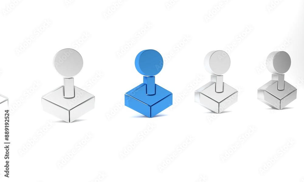 Blue Joystick for arcade machine icon isolated on white background. Joystick gamepad. Minimalism concept. 3D render illustration Blue Joystick for arcade machine icon isolated on white background. Joystick gamepad. Minimalism concept. 3D render illustration
