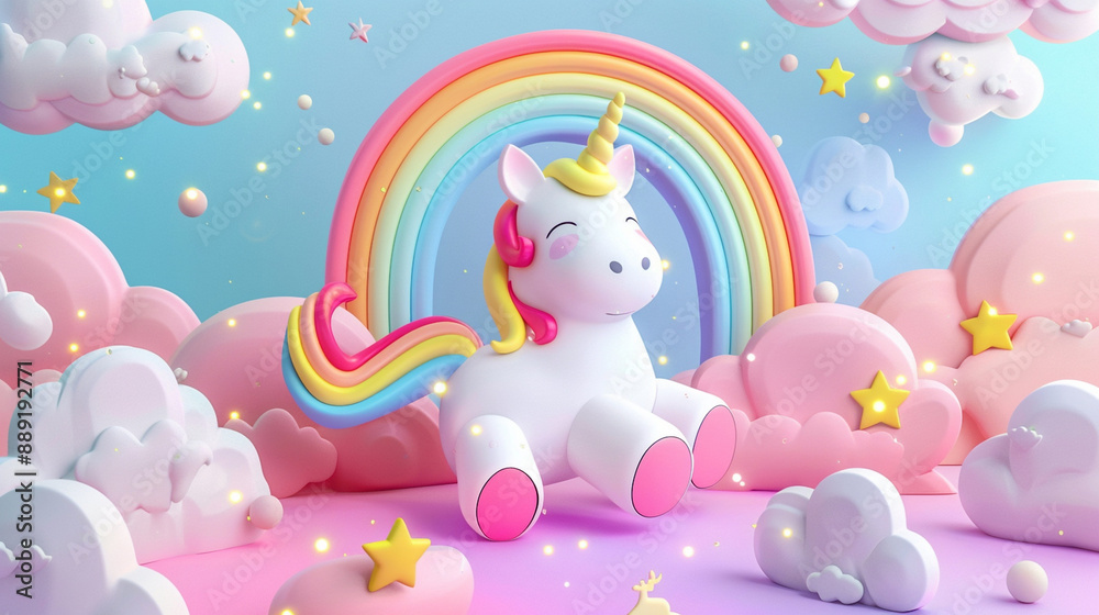 3d unicorn and rainbow on clouds, cute unicorn background, mother and baby store background, kids room wallpaper, kindergarten wallpaper, children's book illustration 3d unicorn and rainbow on clouds, cute unicorn background, mother and baby store background, kids room wallpaper, kindergarten wallpaper, children's book illustration