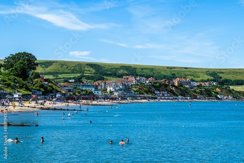 Swanage Beach and Swanage Bay, Swanage, Dorset, England photo