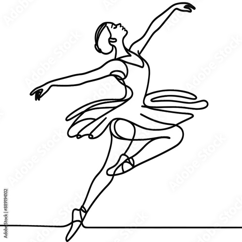 Elegance in motion: one continuous stroke captures a dancer's expressive posture.