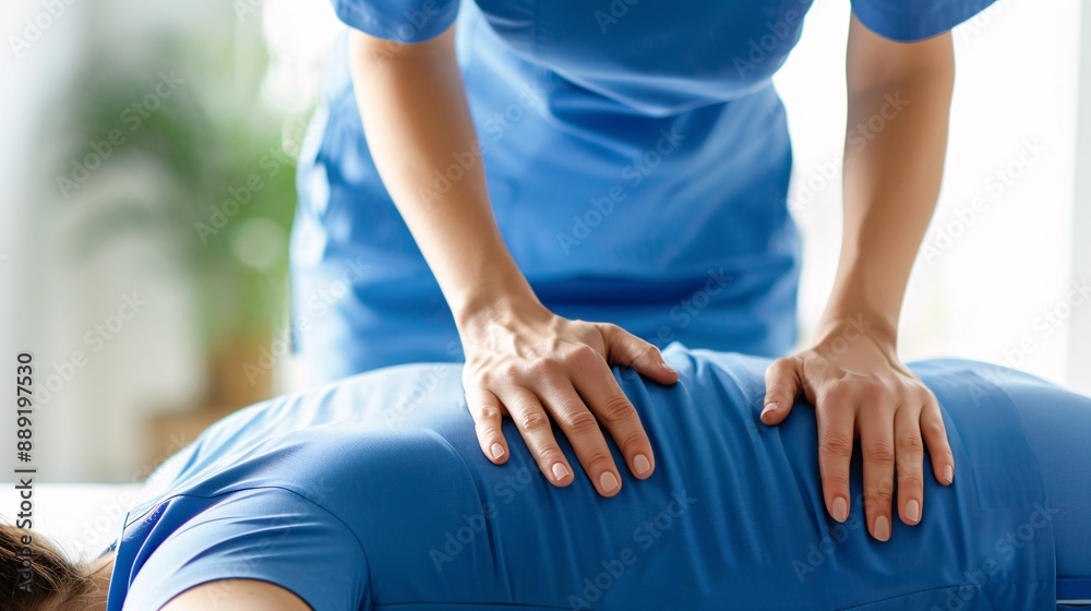 Naklejka premium Physical Therapist Performing Back Massage on Patient