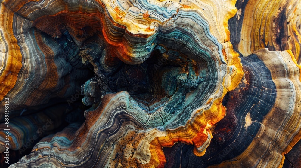 Obraz premium Abstract close up of colourful mushrooming wood