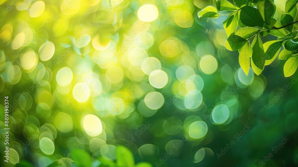 Fototapeta premium Abstract green bokeh background outdoors