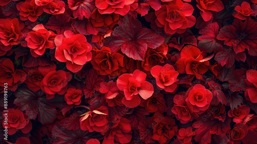 Fototapeta premium Abstract red foliage background of begonias