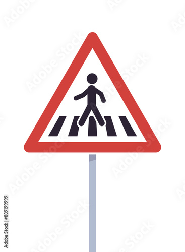 Walkway and road sign flat vector illustration.	
