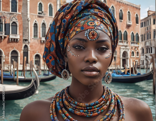 Cultural Fusion: African Beauty in Millefiori Jewelry in Venice photo