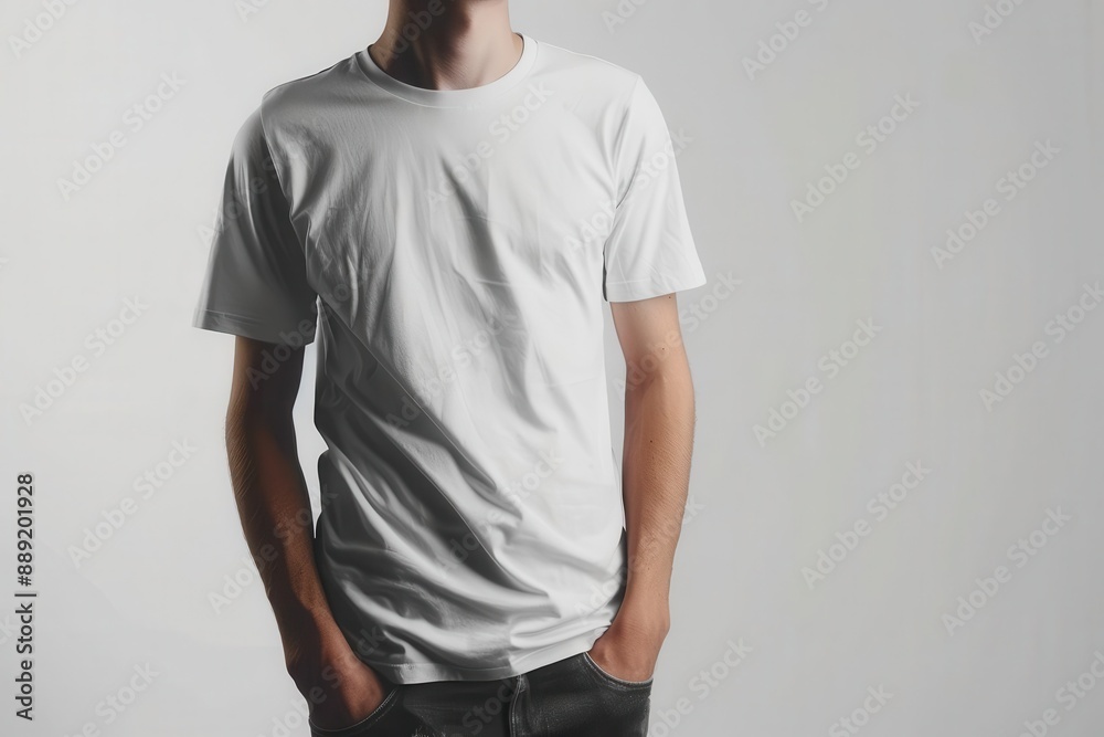 stylish white male tshirt mockup for modern product presentation digital illustration stylish white male tshirt mockup for modern product presentation digital illustration