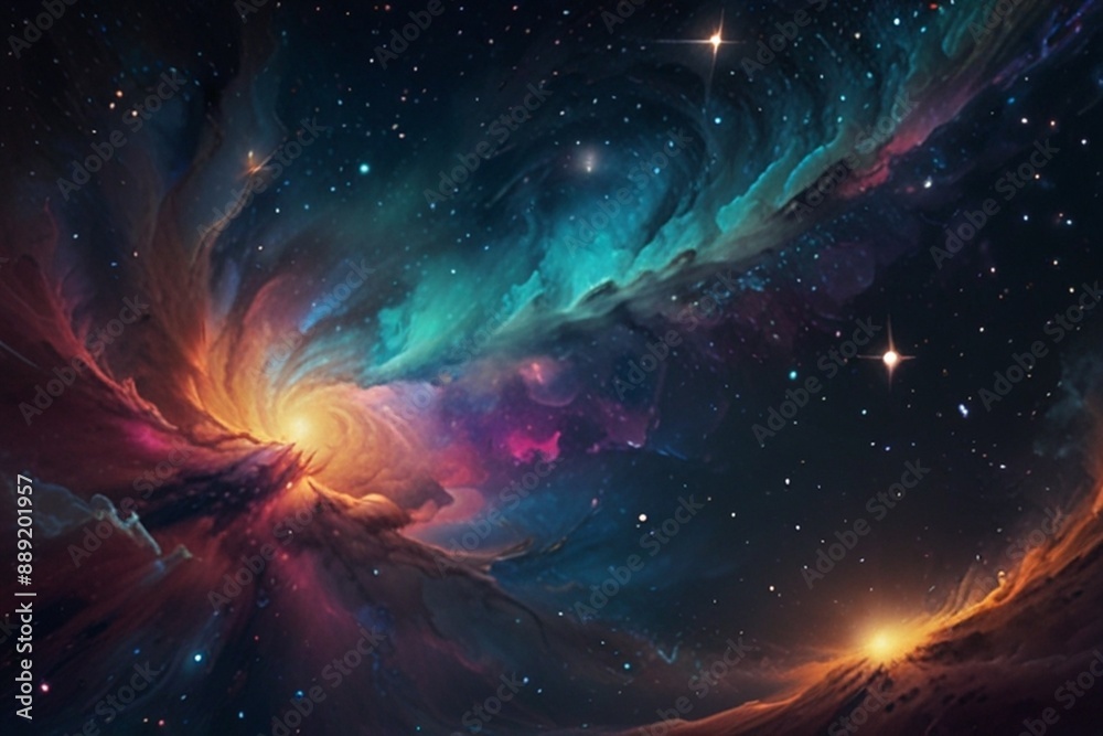 Generative AI Cosmos: Swirling Galaxies and Vibrant Stars in an Intricate, Dreamy Scene