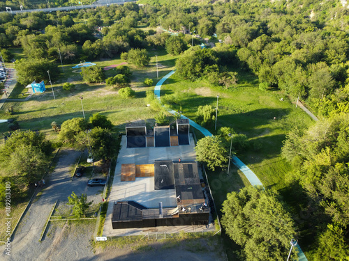 Stunning Aerial Capture of El Parque del Kempes Skatepark, Córdoba, Argentina photo