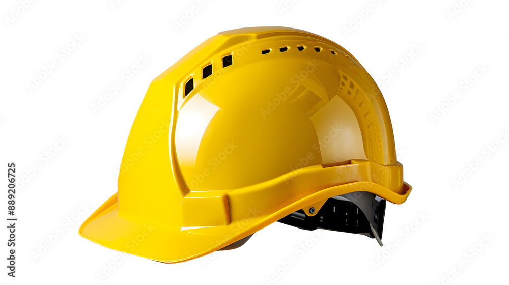 Fototapeta premium Yellow safety helmet, transparent picture