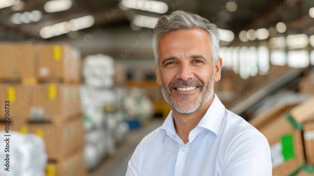 Businessman owner of a waste recycling factory. Businessman owner of a waste recycling factory.