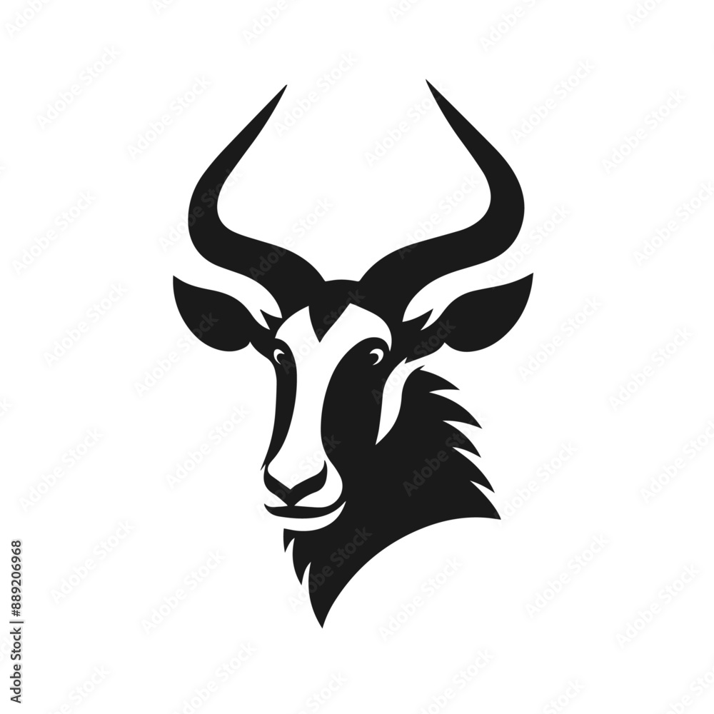 Naklejka premium Clean black and white vector Silhouette of a Common eland saaa isolated on white background