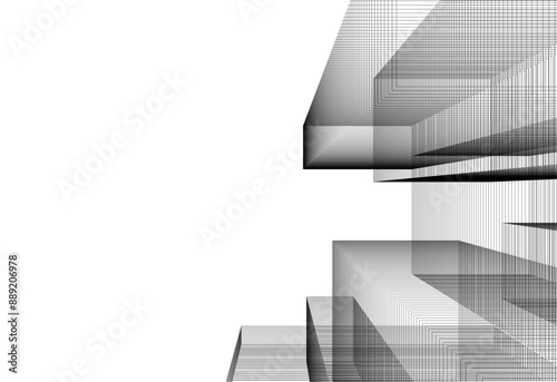 Abstract city sketch 3d rendering