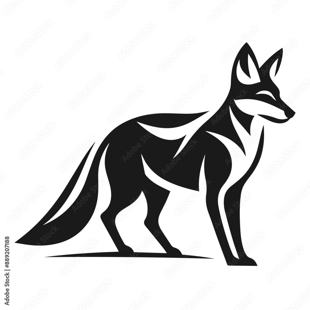 Clean black and white vector Silhouette of a Jackal isolated on white background Clean black and white vector Silhouette of a Jackal isolated on white background