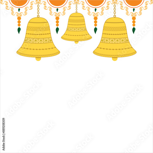 Golden bell hanging hindu decoration vector image