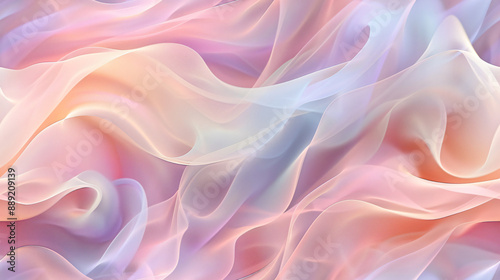 Flowing pastel colored waves creating abstract shapes on background