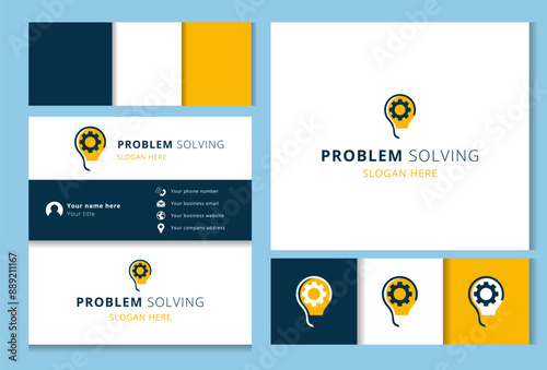 Problem solving logo featuring lightbulb and cogwheel for consulting or coaching business