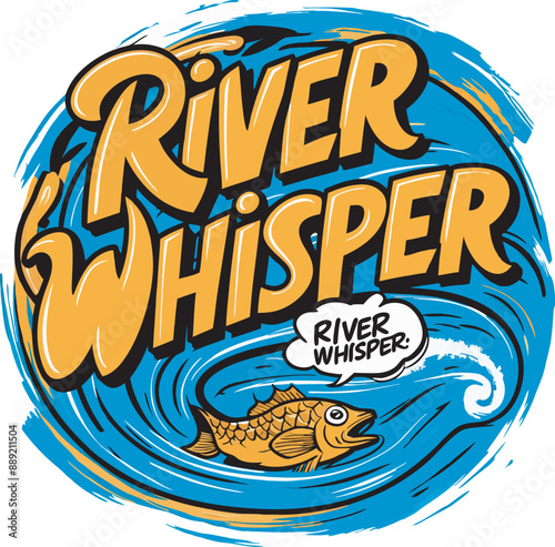 River Whisper Bold Letters, Vibrant Waters Vector For T-Shirt Design photo