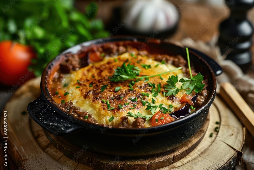 traditional greek moussaka dish with eggplant tomato and ground meat food photography traditional greek moussaka dish with eggplant tomato and ground meat food photography
