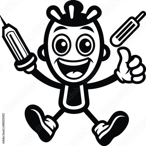 a funny Screwdriver Shenanigans, cartoon vector, isolated white background