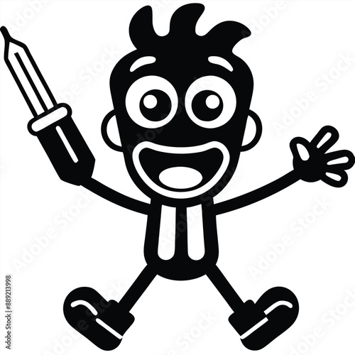a funny Screwdriver Shenanigans, cartoon vector, isolated white background