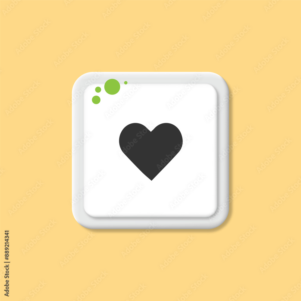 Heart icon. 3D button with squares. Vector illustration Heart icon. 3D button with squares. Vector illustration