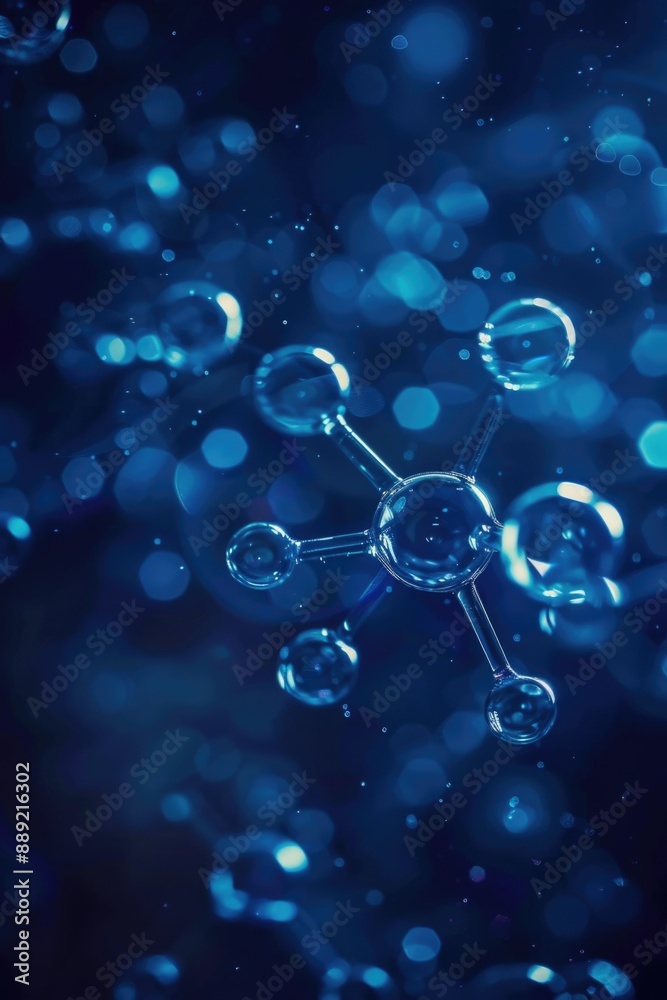 A blue background with a cluster of small spheres A blue background with a cluster of small spheres