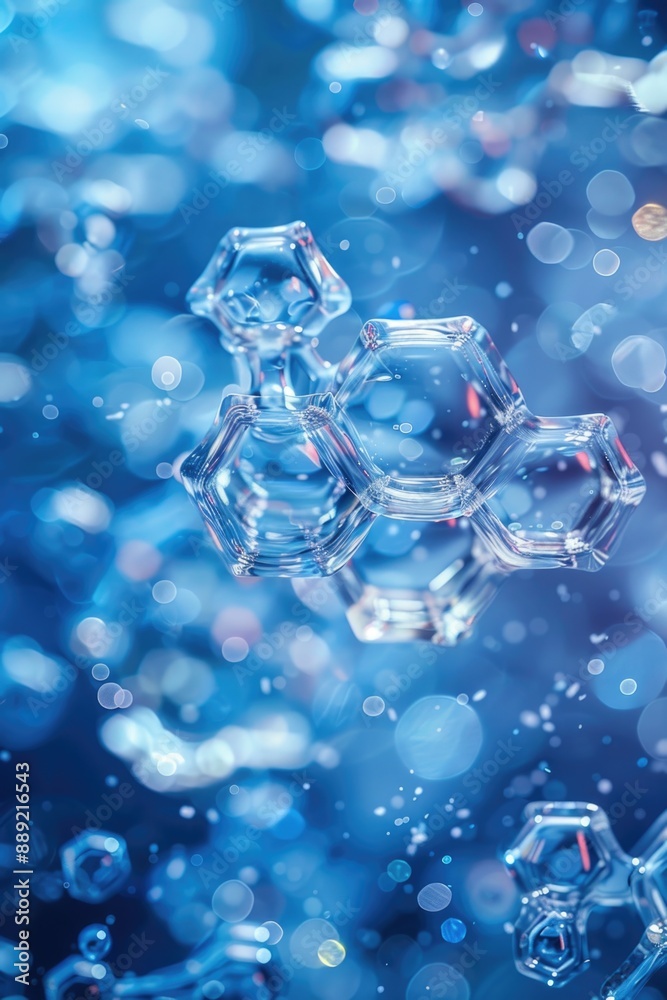 custom made wallpaper toronto digitalA blue background with a lot of bubbles and a crystal structure in the middle