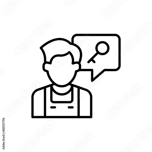 Locksmith outline icons, minimalist vector illustration ,simple transparent graphic element .Isolated on white background