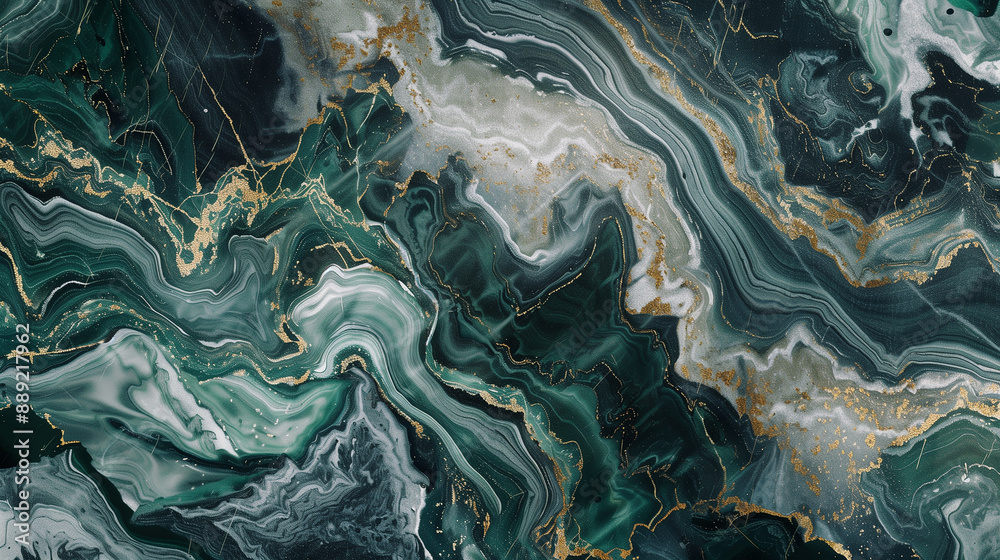 Luxury Abstract Marble Design in Green and Gold Tones Luxury Abstract Marble Design in Green and Gold Tones