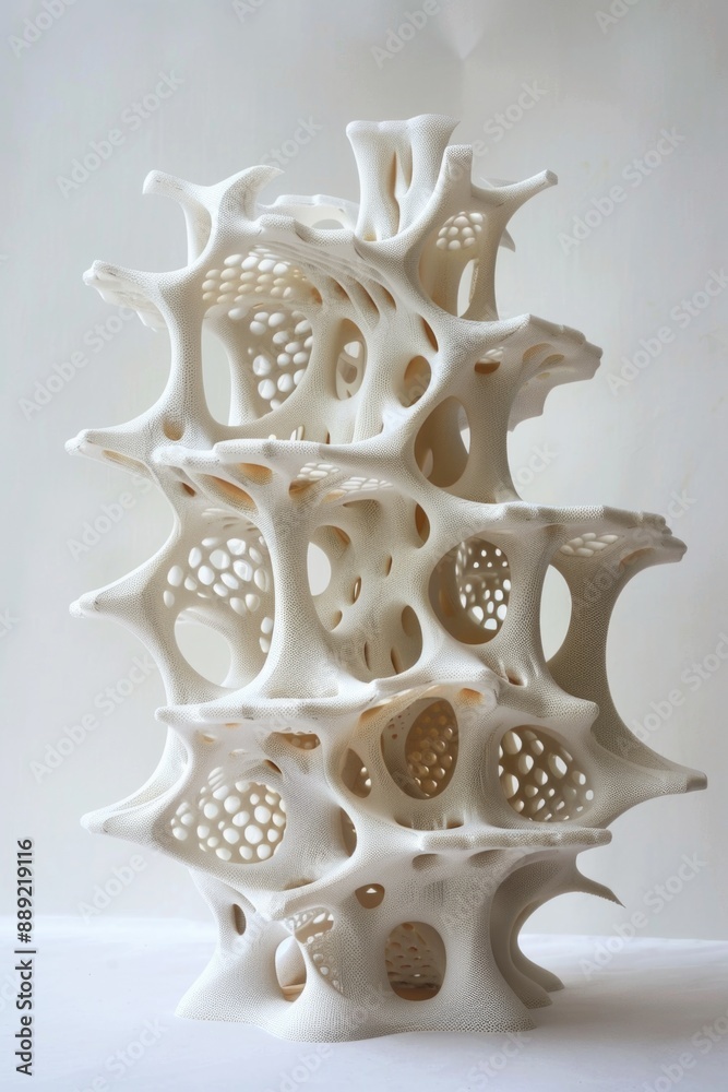 A white sculpture made of many small pieces A white sculpture made of many small pieces