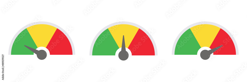Risk meter. Risk concept on speedometer. Risk gauge meter sign. Scale ...