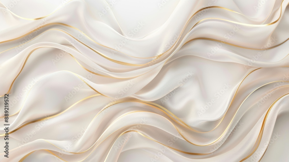 Abstract flowing white and gold waves on a smooth background, conveying elegance and luxury. Abstract flowing white and gold waves on a smooth background, conveying elegance and luxury.