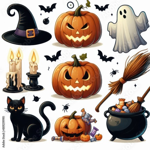 halloween icons set