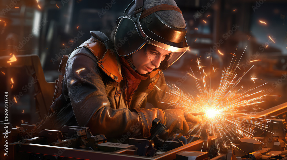 Skilled Welder Precision at Work in Industrial Setting Skilled Welder Precision at Work in Industrial Setting
