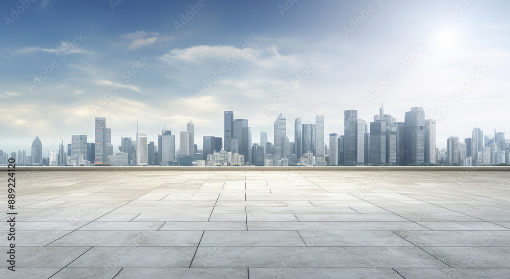 Modern Skyline with Spacious Concrete Foreground Modern Skyline with Spacious Concrete Foreground