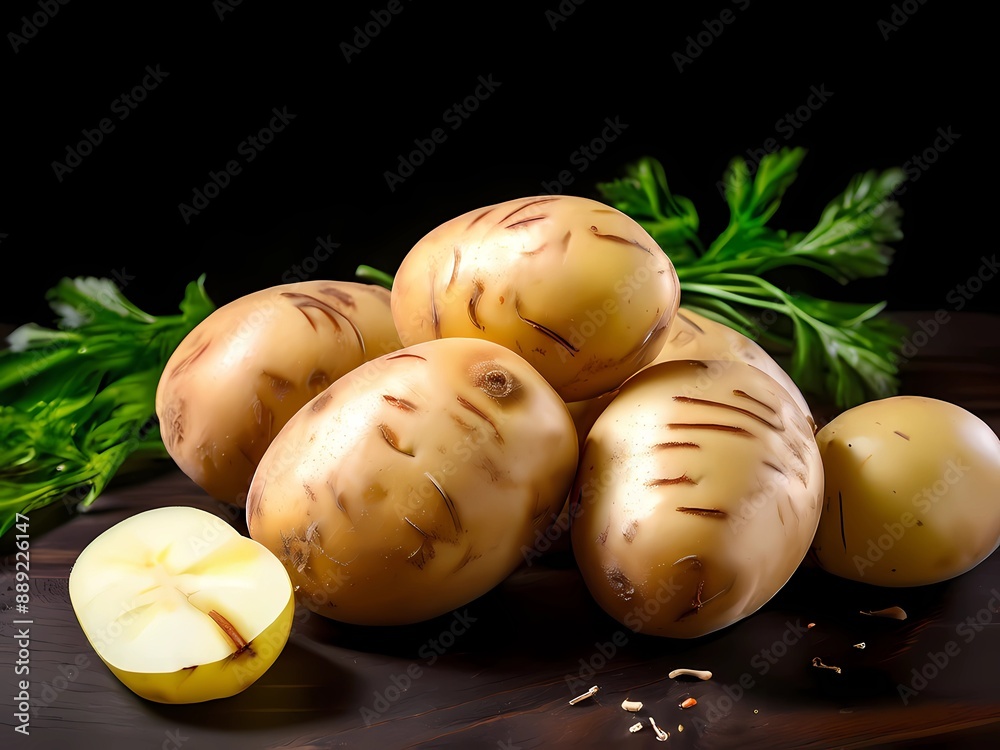 Potato white special for most cooking food daily black background.ai generated. Potato white special for most cooking food daily black background.ai generated.